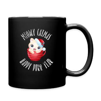 Meowy Catmas - Happy Purr Year - Full Colour Mug - black - Right