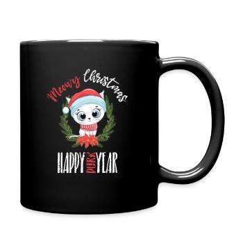 Meowy Christmas - Katzen Weihnachten - Tasse einfarbig - Schwarz - Rechts