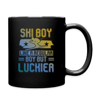 Garçon de ski - Mug uni - noir - Droite