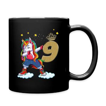 Einhorn Geburtstagskind 9 Jahre alt Magisch und stilvoll - Tasse einfarbig - Schwarz - Rechts