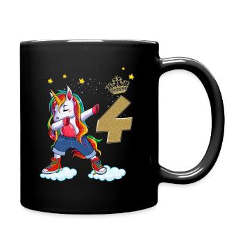 Anniversaire Fille Princesse Licorne 4 ans - Mug uni - noir - Droite