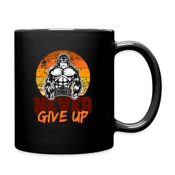 NEVER GIVE UP, GYM HERO - Tasse einfarbig - Schwarz - Rechts