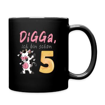 DIGGA, ich bin schon 5 - Tasse einfarbig - Schwarz - Rechts