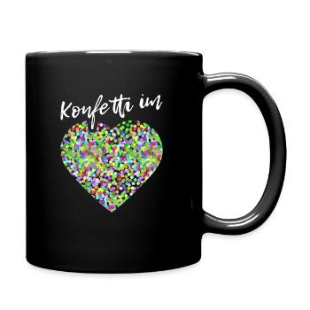 Karneval Kostüm Konfetti Herz - Tasse einfarbig - Schwarz - Rechts