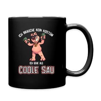 Karneval Kostüm coole geile Sau - Tasse einfarbig - Schwarz - Rechts