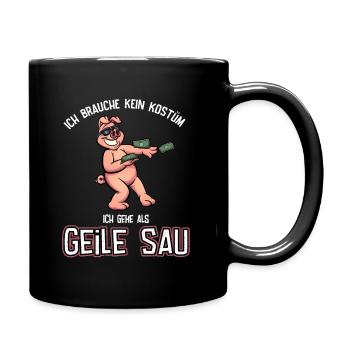 Karneval Kostüm coole geile Sau - Tasse einfarbig - Schwarz - Rechts