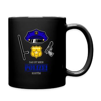 Karneval Kostüm Polizei - Tasse einfarbig - Schwarz - Rechts