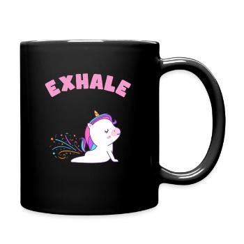 Yoga Einhorn inhale and exhale - Tasse einfarbig - Schwarz - Rechts