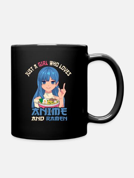 Just a girl who loves anime ramen - Full Colour Mug - black