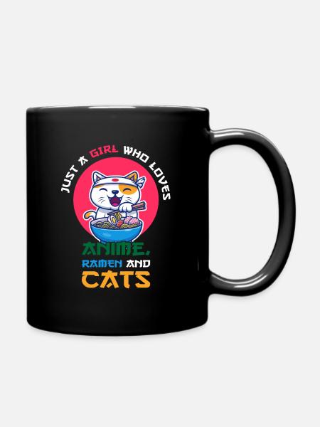 Just a girl who loves anime ramen - Full Colour Mug - black