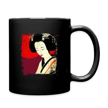 Geisha, traditionelle digitale Kunst, Japan - Tasse einfarbig - Schwarz - Rechts