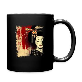Geisha, traditionelle digitale Kunst, Japan - Tasse einfarbig - Schwarz - Rechts