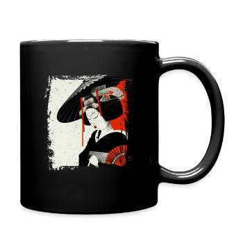 Geisha, traditionelle digitale Kunst, Japan - Tasse einfarbig - Schwarz - Rechts