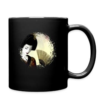 Geisha, traditionelle digitale Kunst, Japan - Tasse einfarbig - Schwarz - Rechts