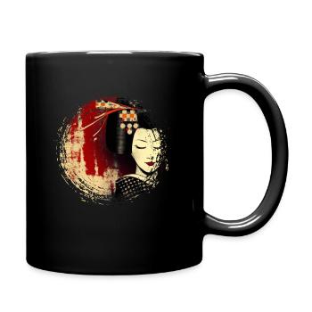 Geisha, traditionelle digitale Kunst, Japan - Tasse einfarbig - Schwarz - Rechts