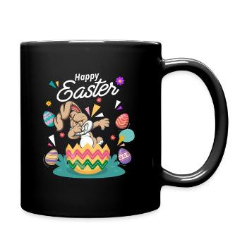 Frohe Ostern - Osterhase Dab Tanz - Tasse einfarbig - Schwarz - Rechts