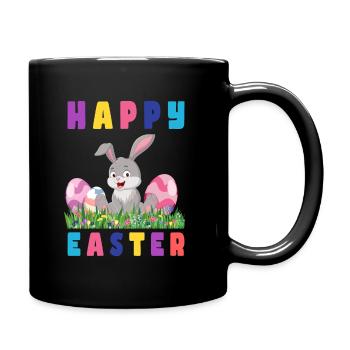 Happy Easter - Frohe Ostern Osterhase - Tasse einfarbig - Schwarz - Rechts