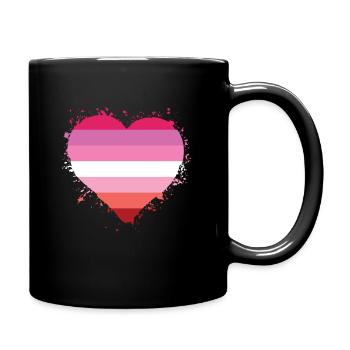 Pride LGBTQ Heart Lesbian - Full Colour Mug - black - Right