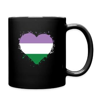 Pride Herz LGBTQ - Genderqueer - Tasse einfarbig - Schwarz - Rechts