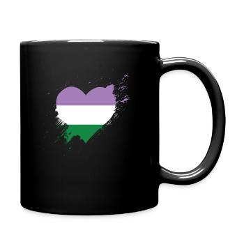 Pride LGBTQ Heart - Genderqueer - Full Colour Mug - black - Right
