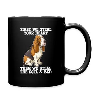 Basset Hound First We Steal Your Heart - Mug uni - noir - Droite