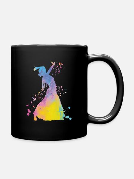 Femme flamenco avec robe flamenco - Mug uni - noir