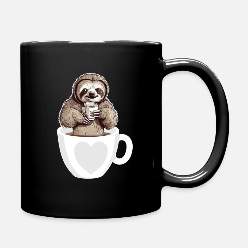 Kaffee Süßes Faultier in einer Kaffeetasse Kaffee trinken - Tasse einfarbig - Schwarz