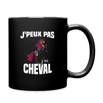 Je Peux Pas J'ai Cheval Cadeau Fleuri - Mug uni - noir - Droite