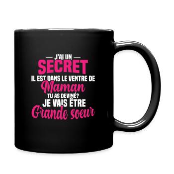 Tu as deviné je vais être grande soeur Humour - Mug uni - noir - Droite