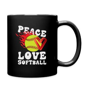 Mädchen Frieden Liebe Softball - Tasse einfarbig - Schwarz - Rechts