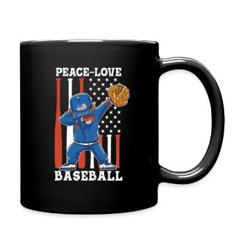 Girls Peace Love Baseball - Full Colour Mug - black - Right