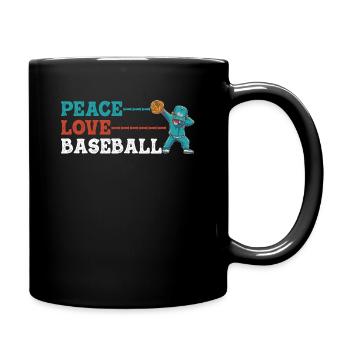 Girls Peace Love Baseball - Full Colour Mug - black - Right