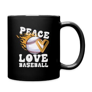 Girls Peace Love Baseball - Full Colour Mug - black - Right