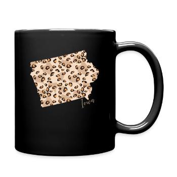 Carte de motif léopard Leo État de l’Iowa - Mug uni - noir - Droite