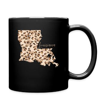 Carte de motif léopard de Louisiane - Mug uni - noir - Droite