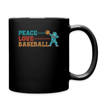Girls Peace Love Baseball - Full Colour Mug - black - Right
