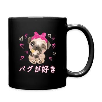 Ich Liebe Möpse Liebe Mama Mops - Tasse einfarbig - Schwarz - Rechts