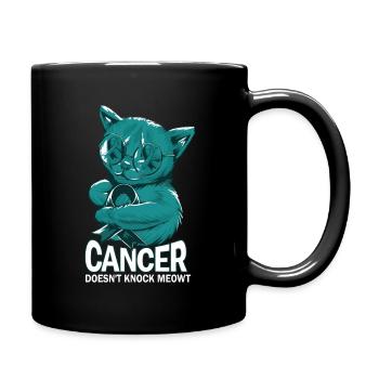 Cancer does not knock on ovarian cancer - Full Colour Mug - black - Right