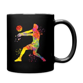 Volleyballspieler Kinder Beachvolleyball - Tasse einfarbig - Schwarz - Rechts