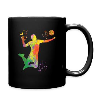 Volleyballspieler Kinder Beachvolleyball - Tasse einfarbig - Schwarz - Rechts