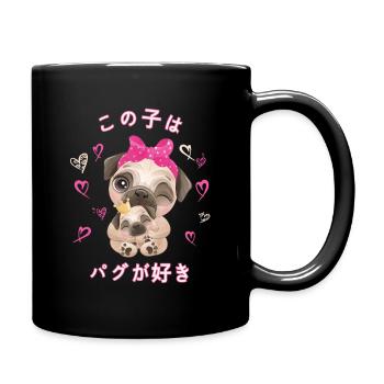 Mops Liebe Mama Mops Und Baby Jugend - Tasse einfarbig - Schwarz - Rechts