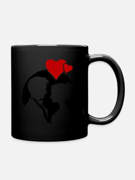 Ehepaar Hochzeit Silhouette - Tasse einfarbig - Schwarz