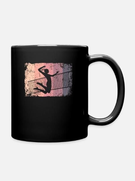 Volleyball Spieler Retro Beach Volleyball - Tasse einfarbig - Schwarz