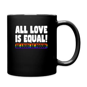 Pride LGBT love wins, we are queer and proud - Full Colour Mug - black - Right