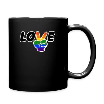 Pride LGBT love wins, we are queer and proud - Full Colour Mug - black - Right