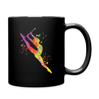 Gymnastin Mit Taktstock Rhythmische Sportgymnastik - Tasse einfarbig - Schwarz - Rechts