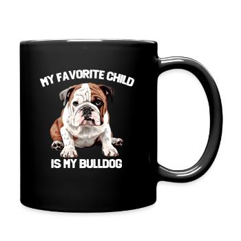 Englische Bulldogge Mein Lieblingskind ist meine Bulldogge - Tasse einfarbig - Schwarz - Rechts