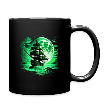 Historisches Segelschiff bei Vollmond. - Tasse einfarbig - Schwarz - Rechts