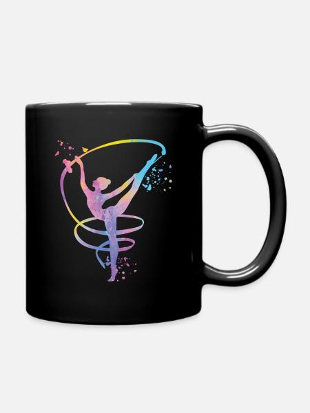Gymnastin Mit Band Rhythmische Sportgymnastik - Tasse einfarbig - Schwarz