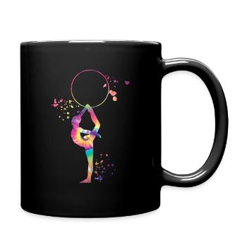 Gymnaste avec gymnastique rythmique au cerceau - Mug uni - noir - Droite